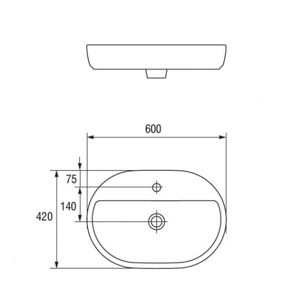 Lavoar pe blat alb lucios 60 cm, oval, Cersanit Caspia [4]