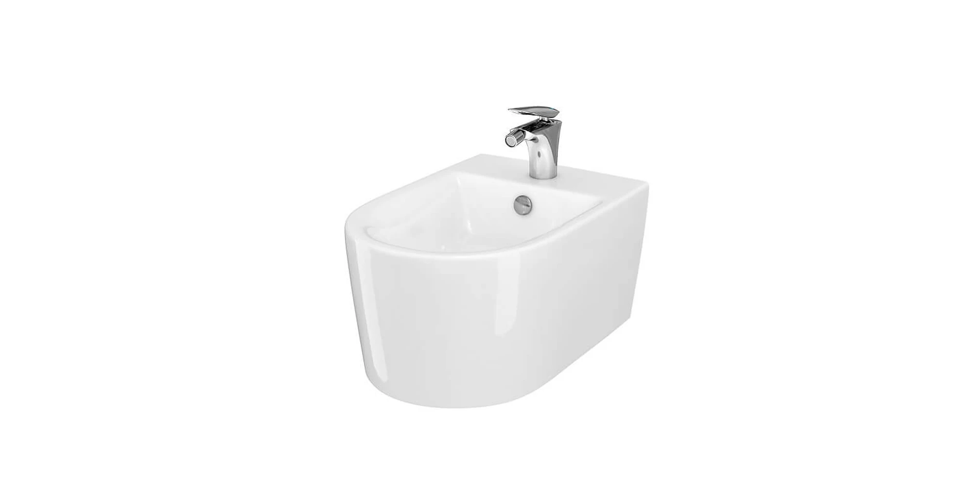 Bideu suspendat Cersanit Inverto K671-002, alb, 35.5 x 52 x 32.5 cm