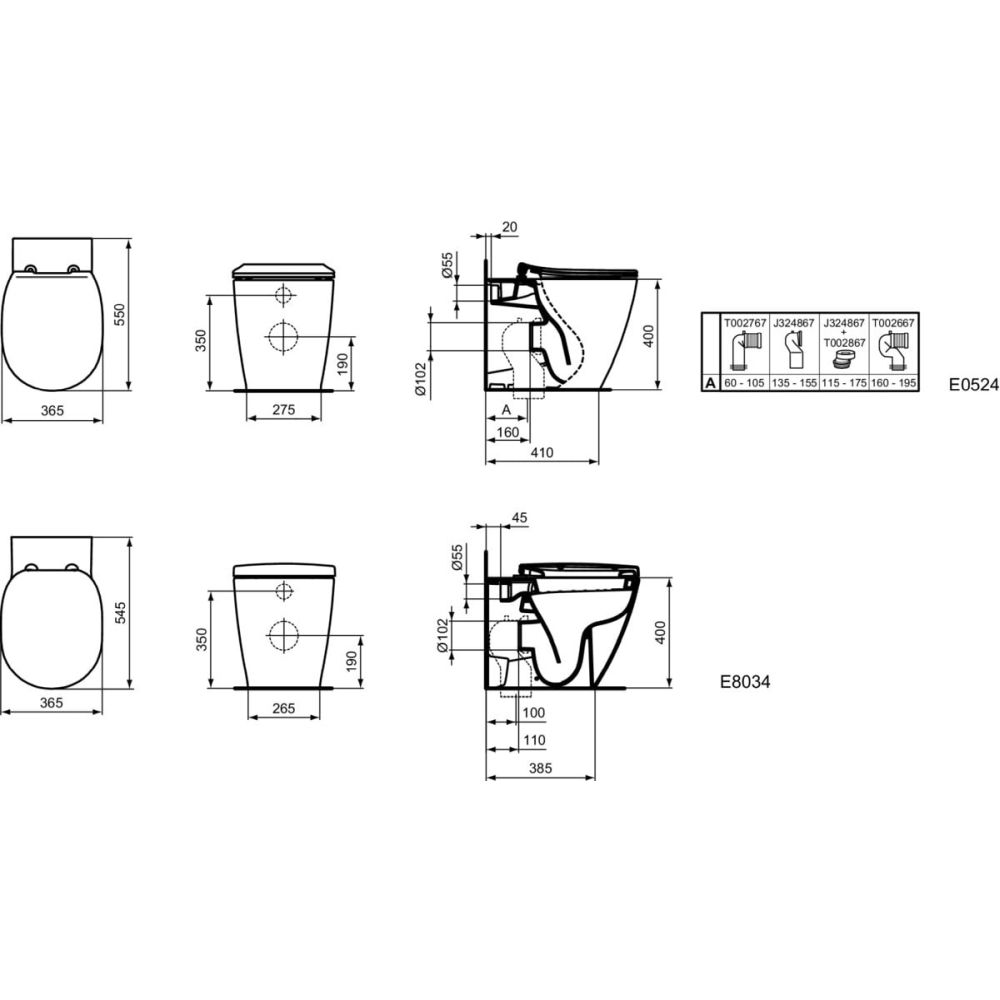 Vas wc stativ Ideal Standard Connect II alb lucios back to wall cu capac inclus [3]