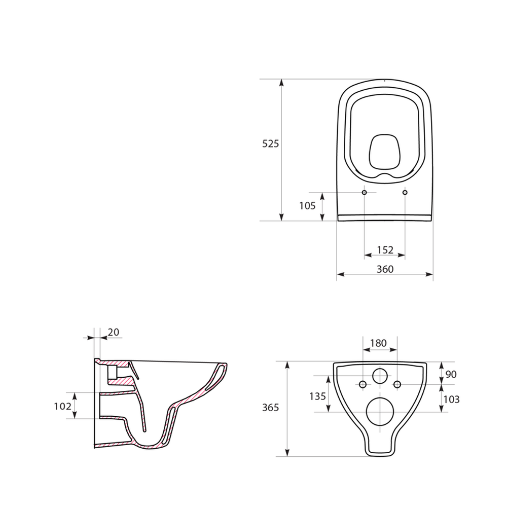 Vas wc suspendat rimless Cersanit Colour New, alb [4]