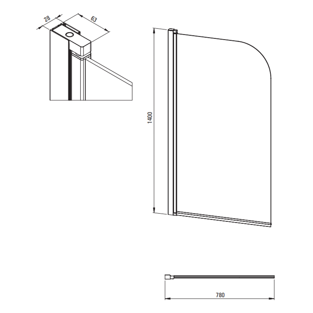 Paravan cada sticla securizata, profil crom, 78x140 cm, Deante Jasmin [3]