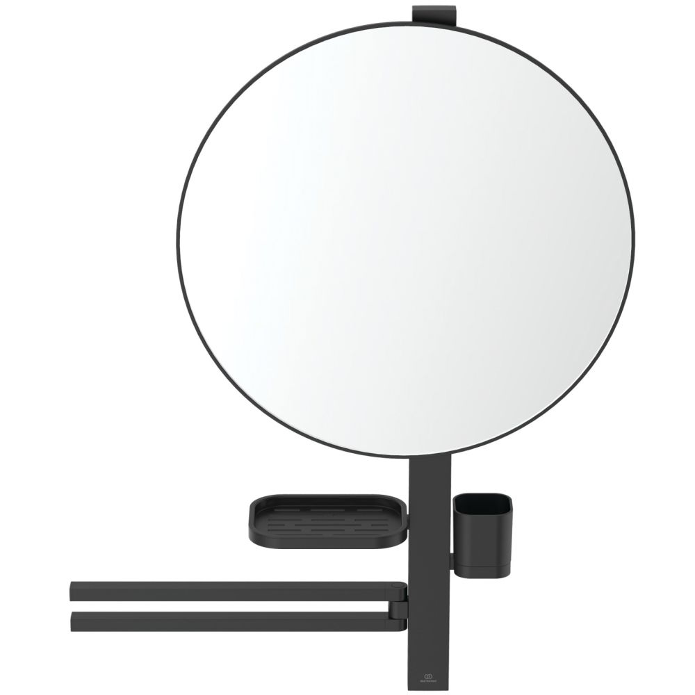 Set accesorii baie pentru lavoar Ideal Standard Alu+ negru mat 80 cm, oglinda fixa [2]