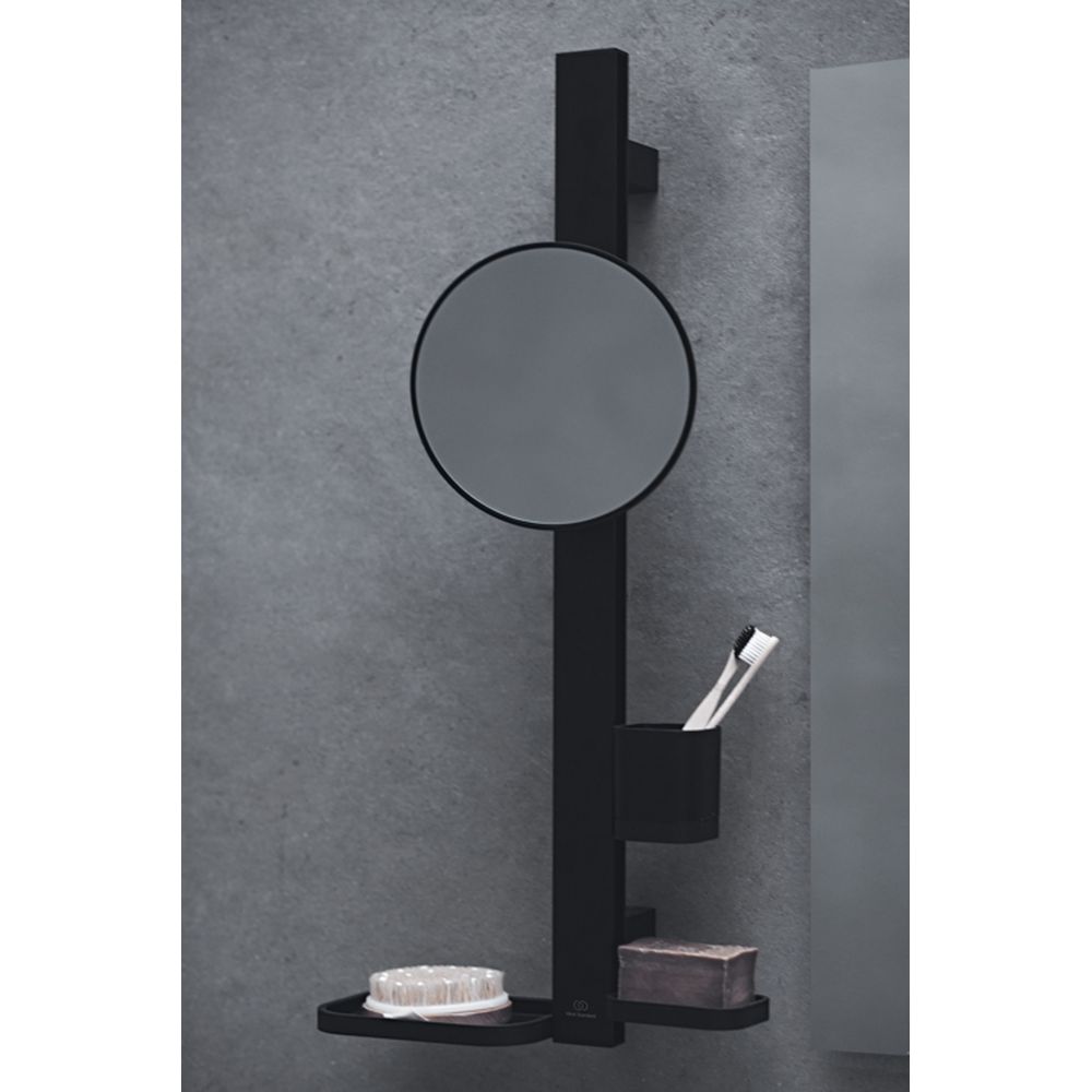 Set accesorii baie pentru lavoar Ideal Standard Alu+ negru mat 70 cm, oglinda mobila [4]