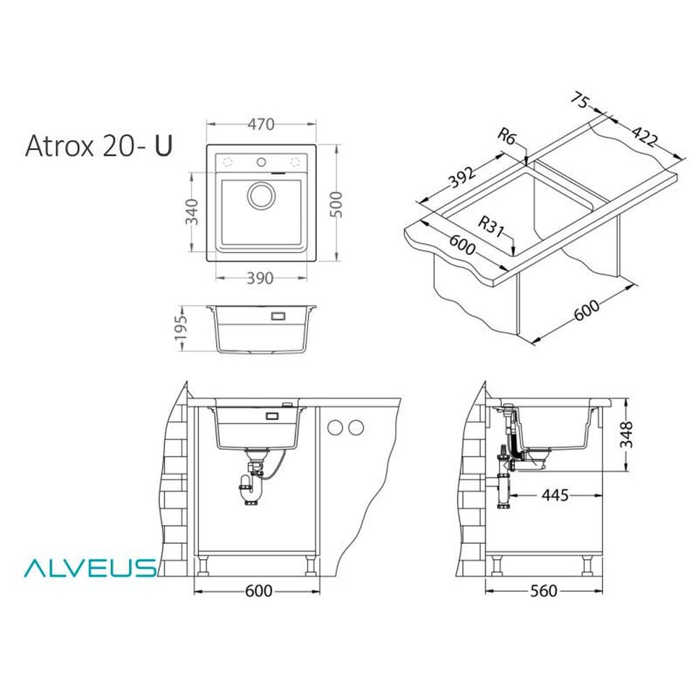 Set chiuveta bucatarie neagra Alveus Atrox 20 cu baterie bucatarie Delos [2]