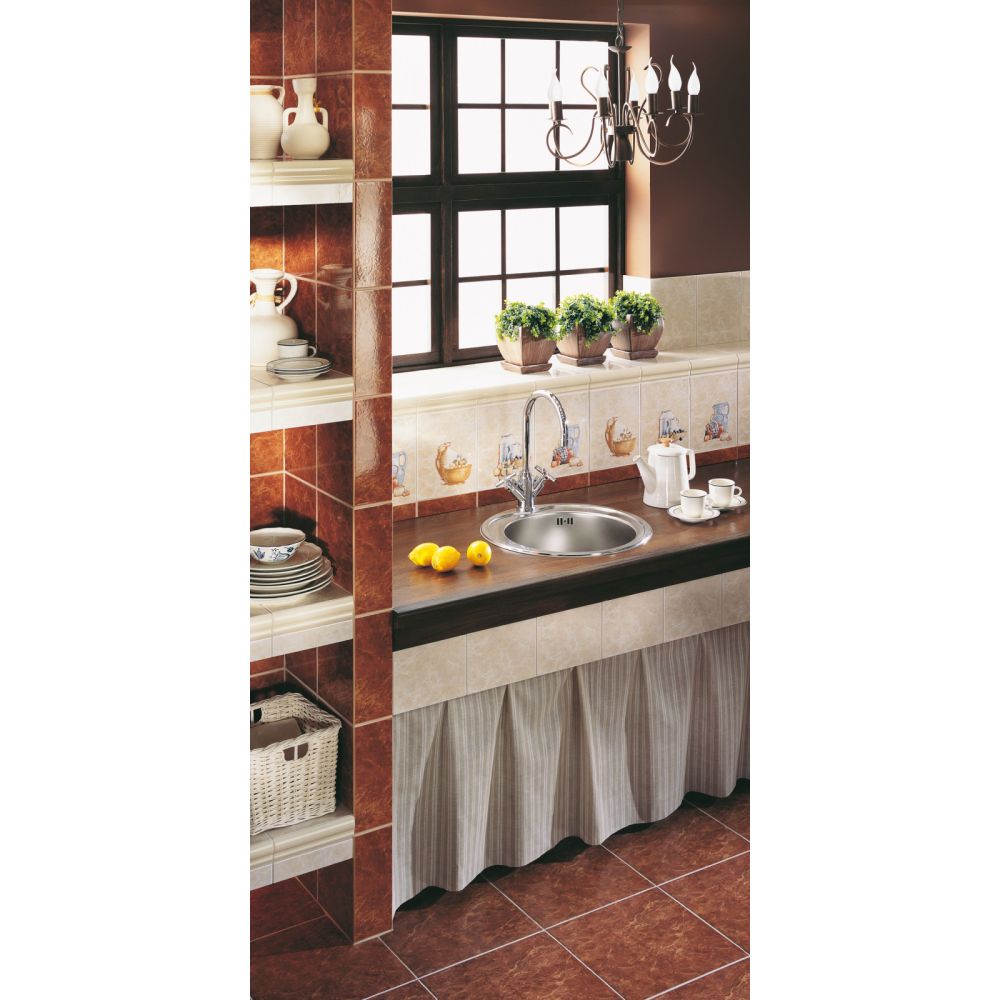 Chiuveta bucatarie inox rotunda cu orificiu pentru baterie crom satin Deante Twist [3]