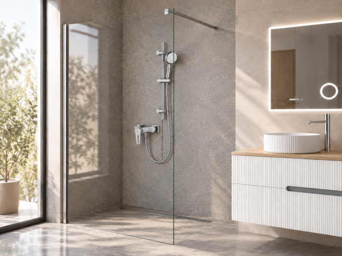 Pachet baie completă cu dus walk-in 80 cm, mobilier, lavoar si WC  Foglia Essential [3]