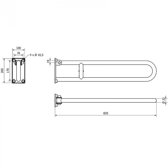 Bara de siguranta rabatabila, Thermomat, 83 cm, alb [2]