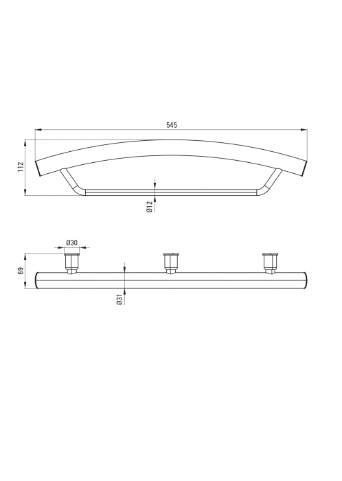 Bara de sustinere, cu suport prosop, 2 in 1, negru, montare pe perete Deante Vital [7]