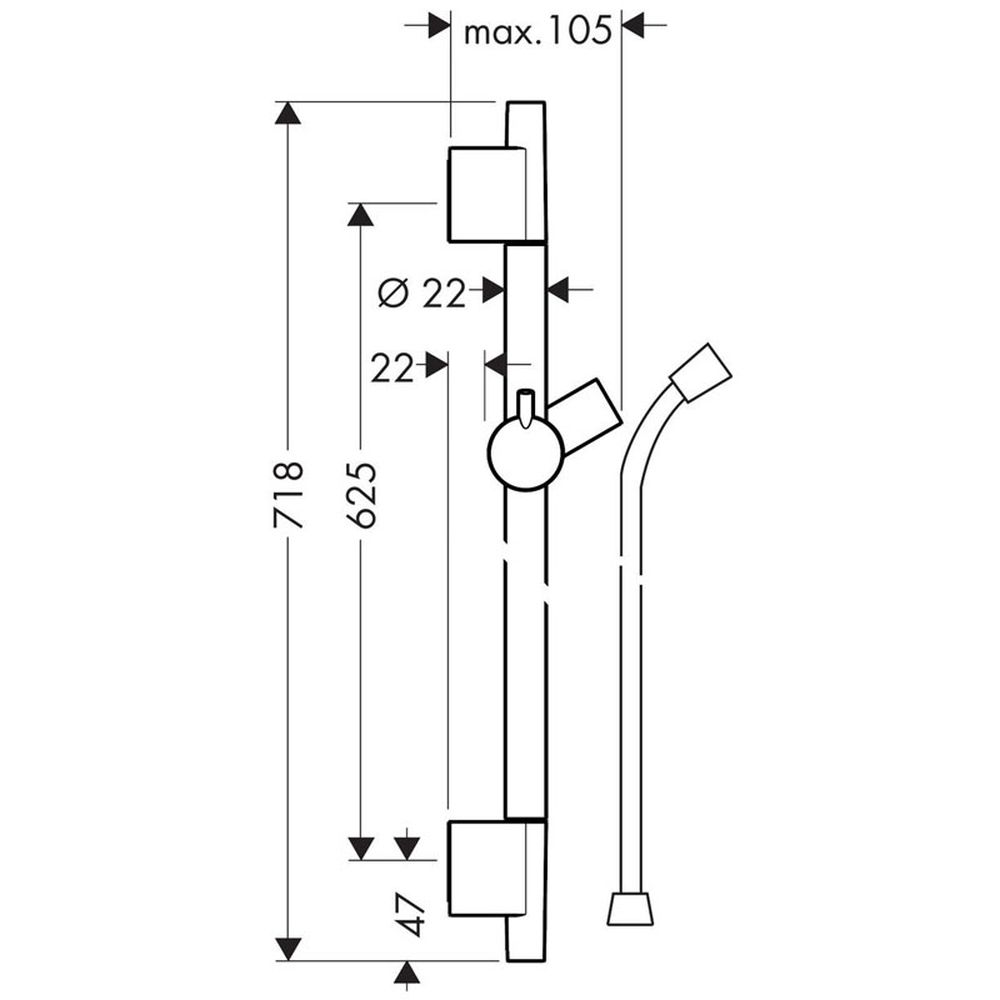 Bara dus auriu lucios Hansgrohe, Unica S Puro cu furtun 28632990 [2]