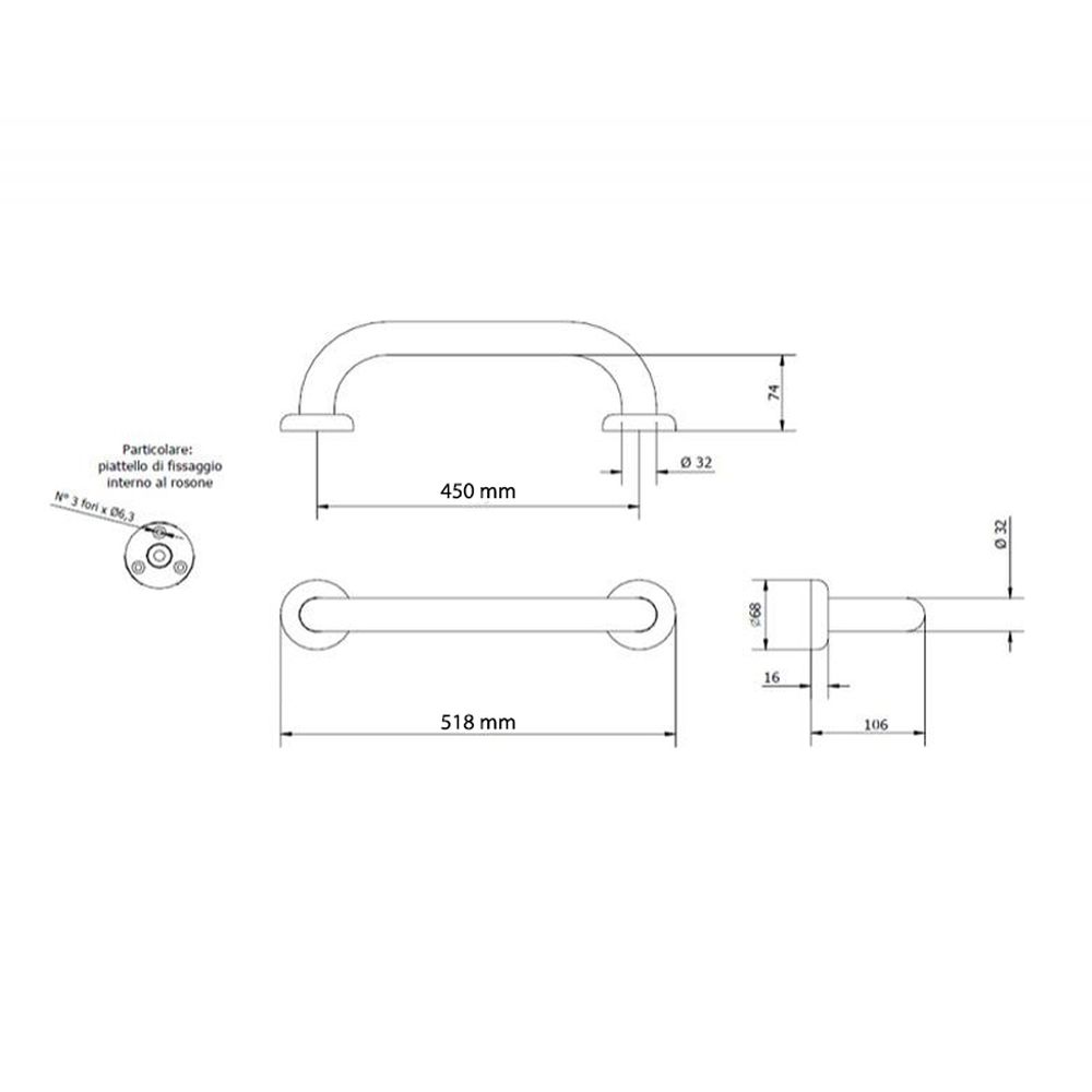 Bara suport ajutatoare 45 cm, alb, Thermomat [2]