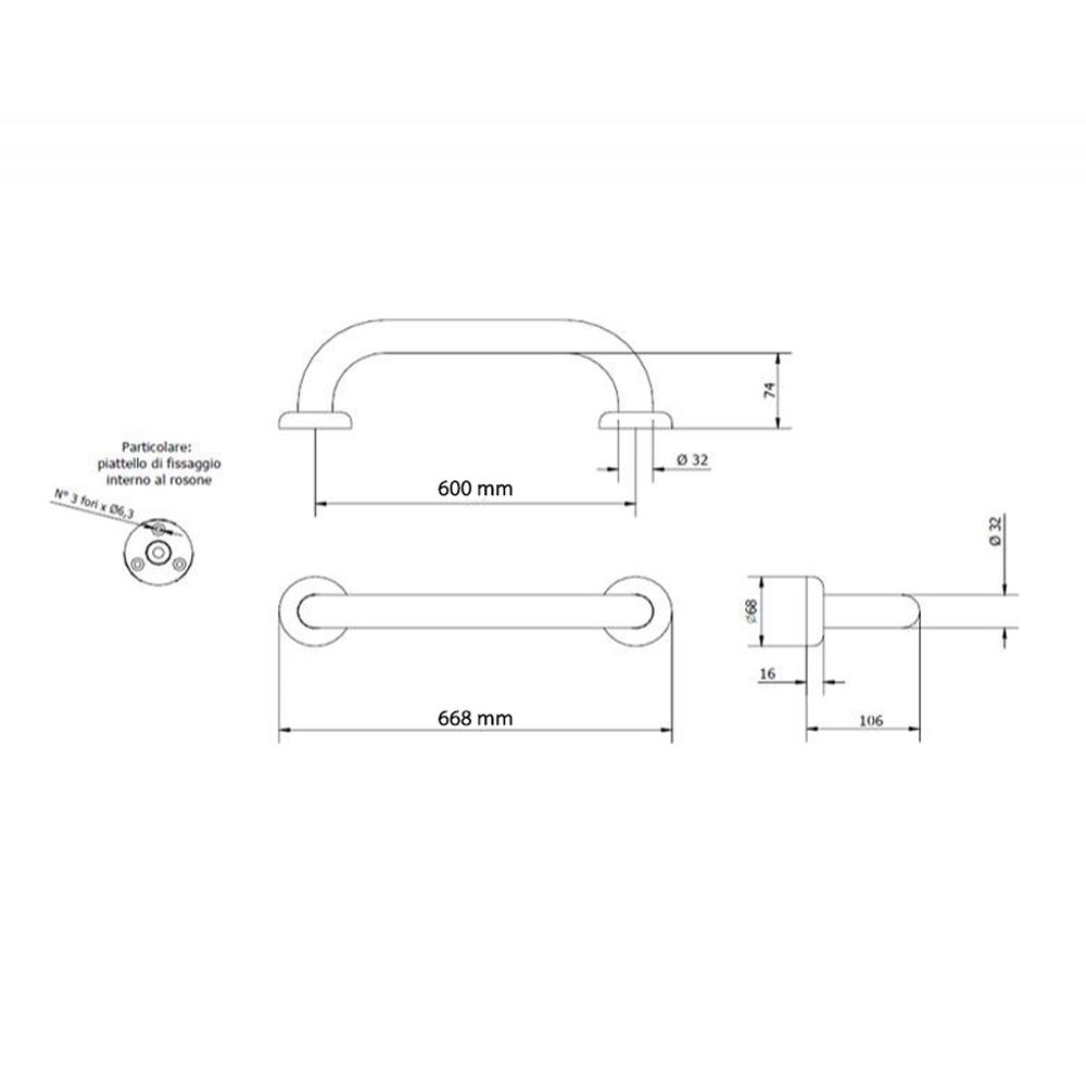 Bara suport ajutatoare 60 cm, alb, Thermomat [2]