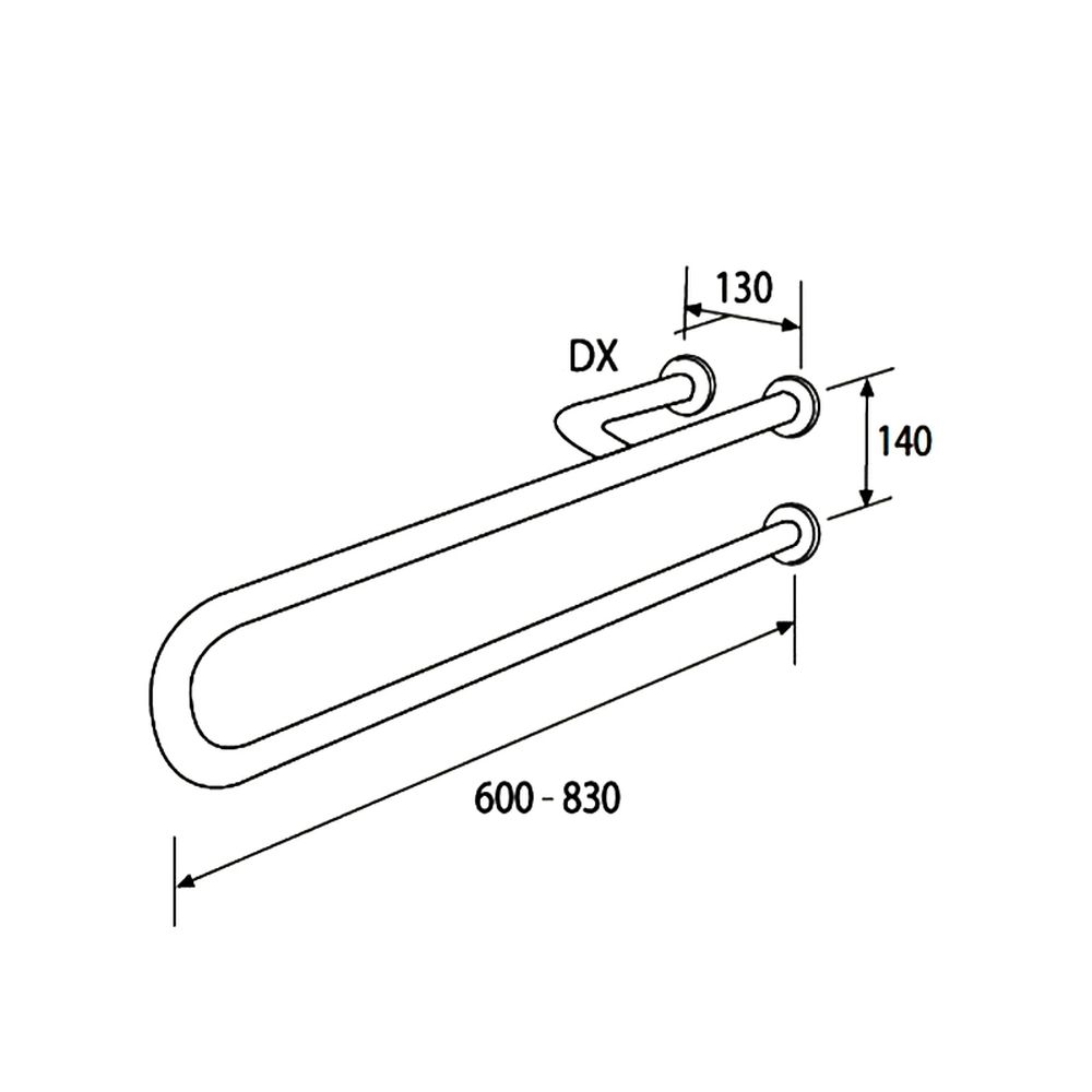 Bara suport ajutatoare cu sprijin pe stanga, 60 cm, alb, Thermomat [2]