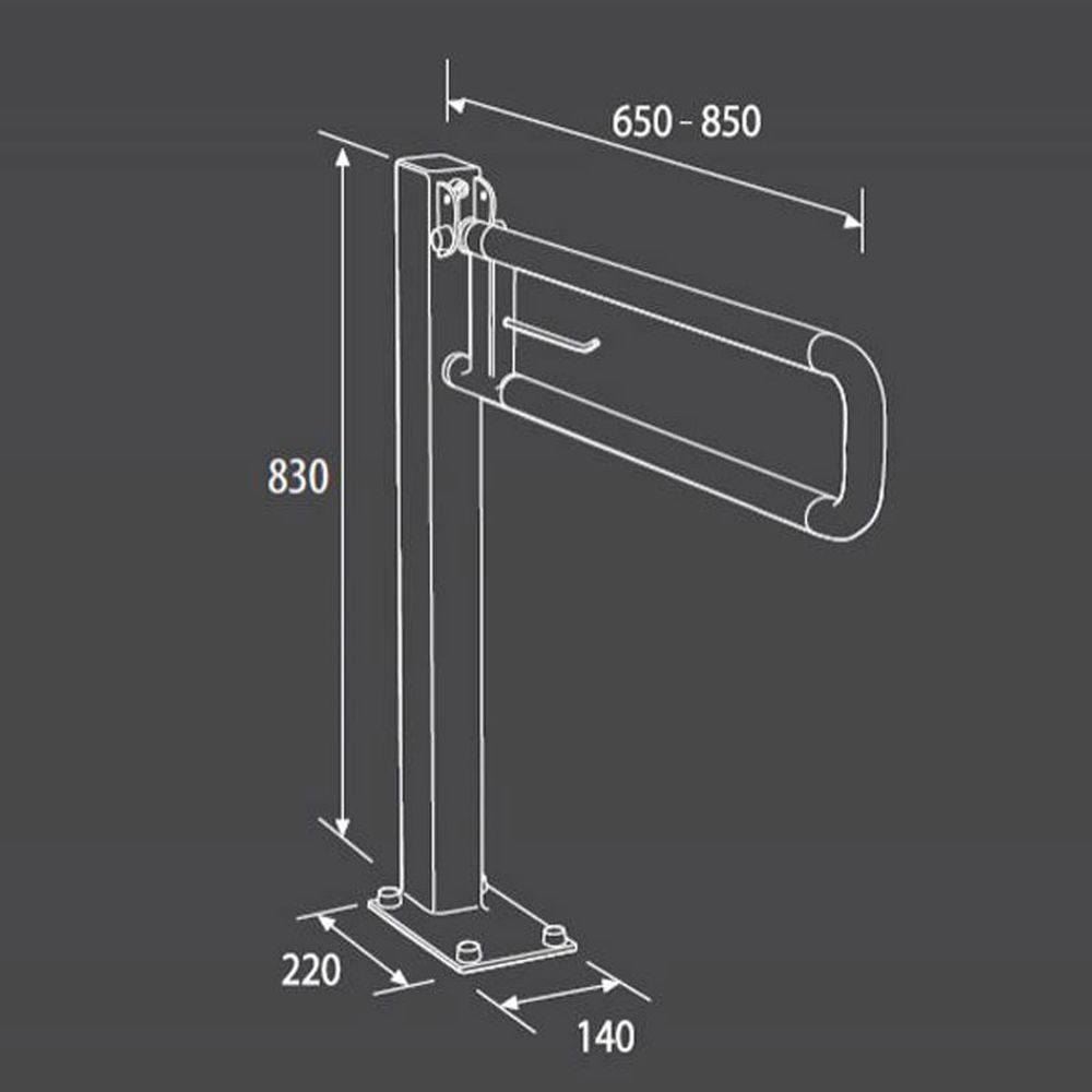 Bara suport ajutatoare stativa rabatabila cu suport hartie igienica, 85 cm, alb, Thermomat [2]