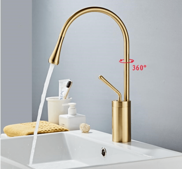 Baterie lavoar inalta, auriu nichelat, cu pipa pivotanta 360 de grade [7]