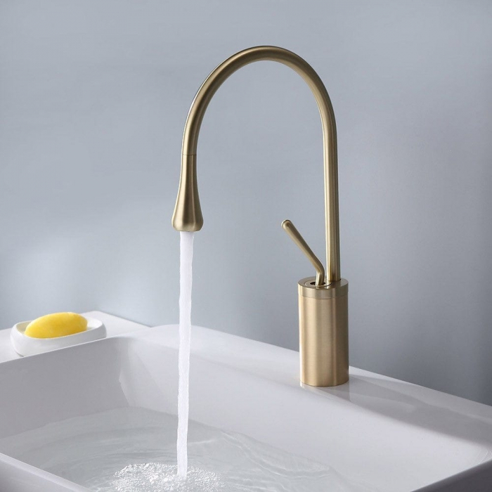 Baterie lavoar inalta, auriu nichelat, cu pipa pivotanta 360 de grade [2]