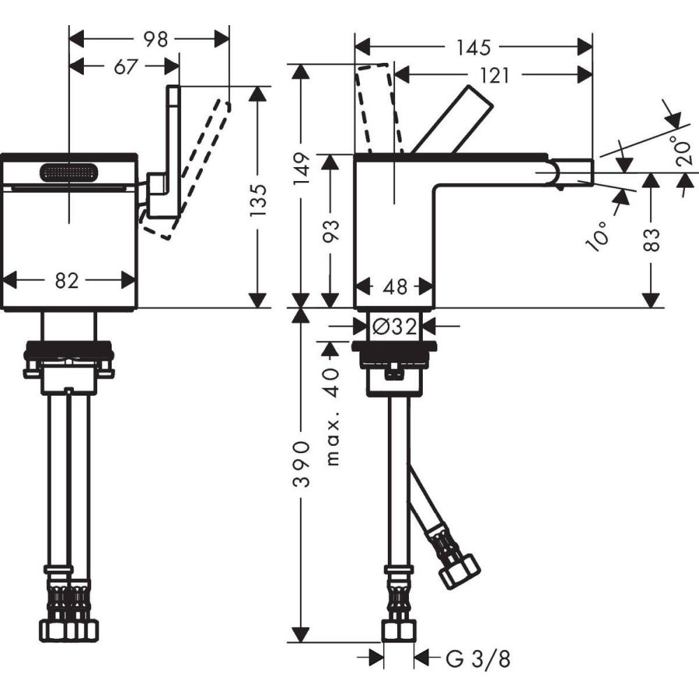 Baterie bideu auriu periat cu ventil click-clack inclus Hansgrohe Axor MyEdition [2]