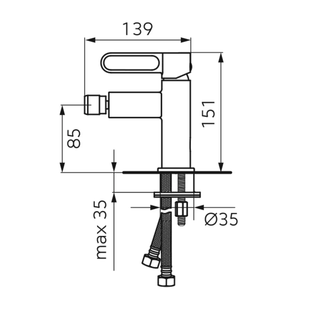 Baterie bideu cu ventil, gun metal, Zaffiro [2]