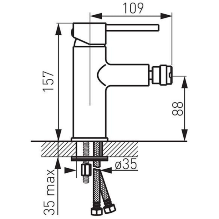 Baterie bideu cu ventil inclus, auriu lucios, FDesign Flusso [2]