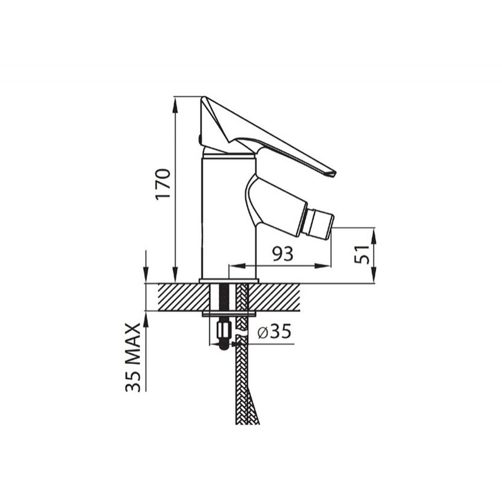 Baterie bideu culoare crom cu ventil inclus Ferro Cassino [2]