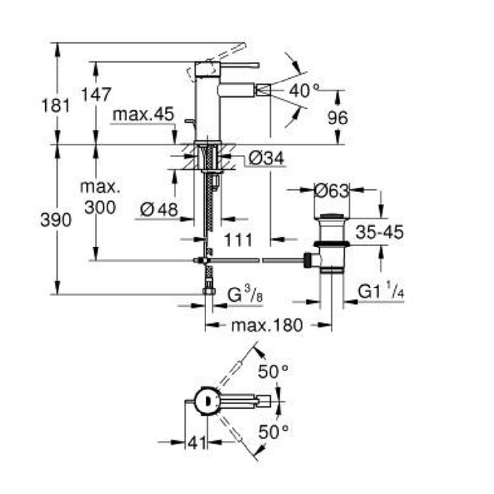 Baterie bideu culoare crom Grohe Essence New [3]