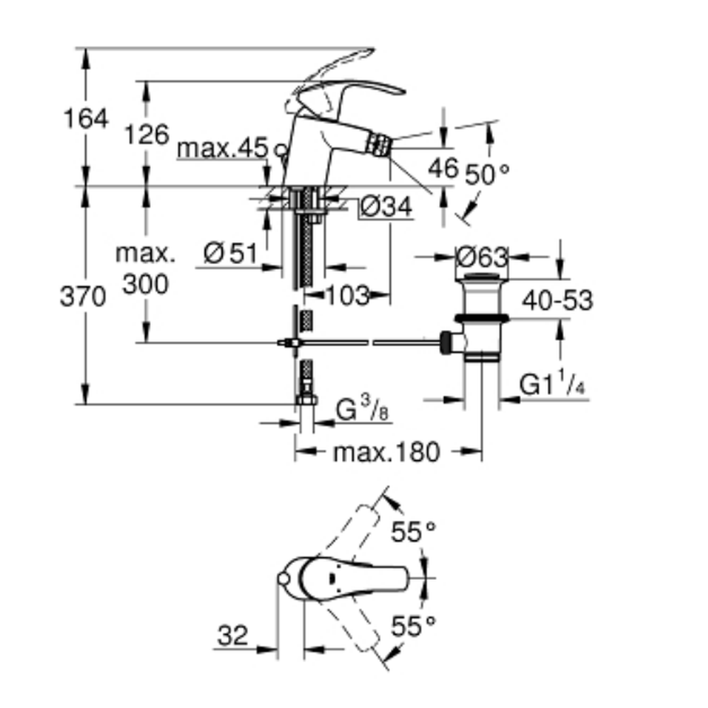 Baterie bideu culoare crom Grohe Eurosmart [2]