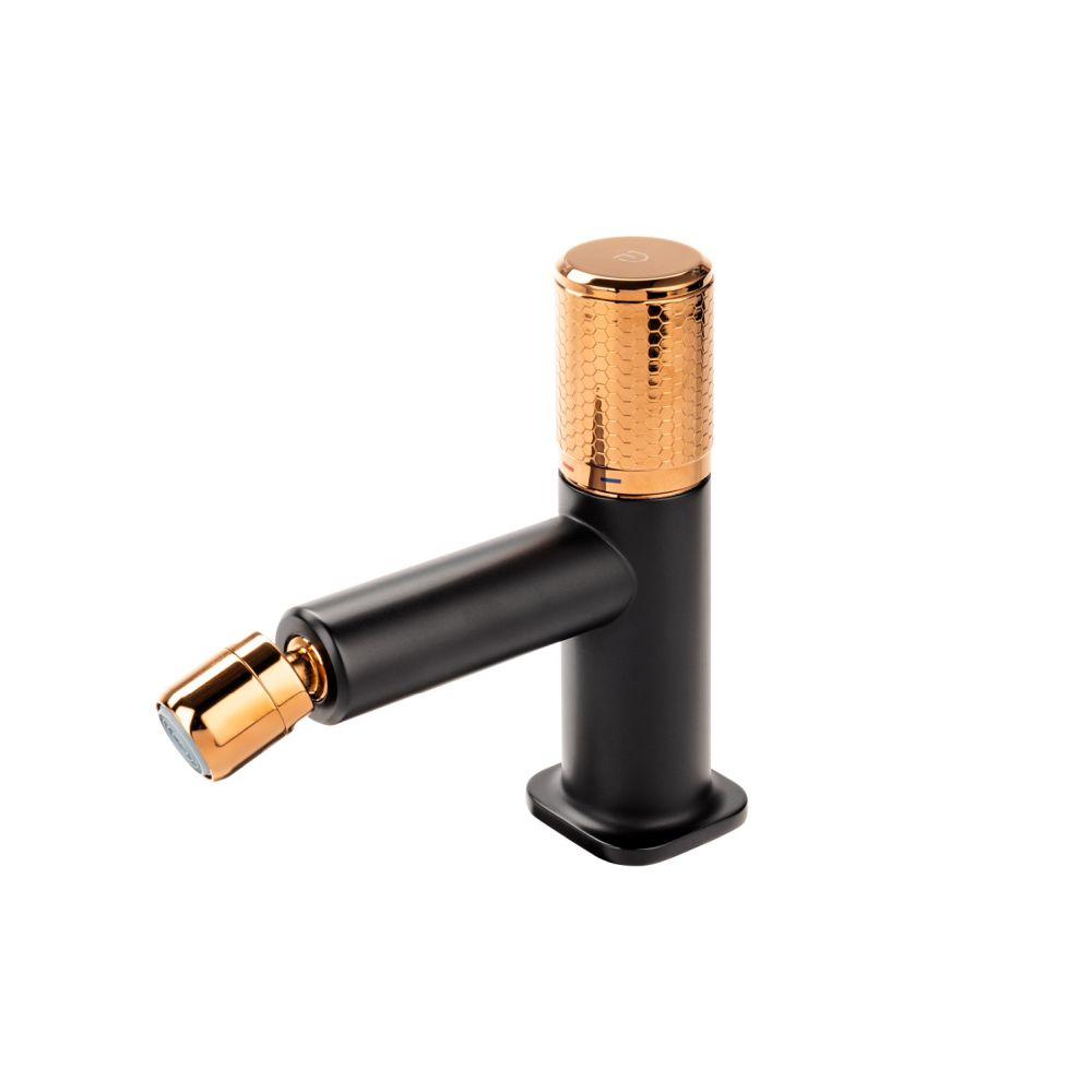 Baterie bideu FDesign Ardesia cu ventil, negru mat/rose gold lucios [3]