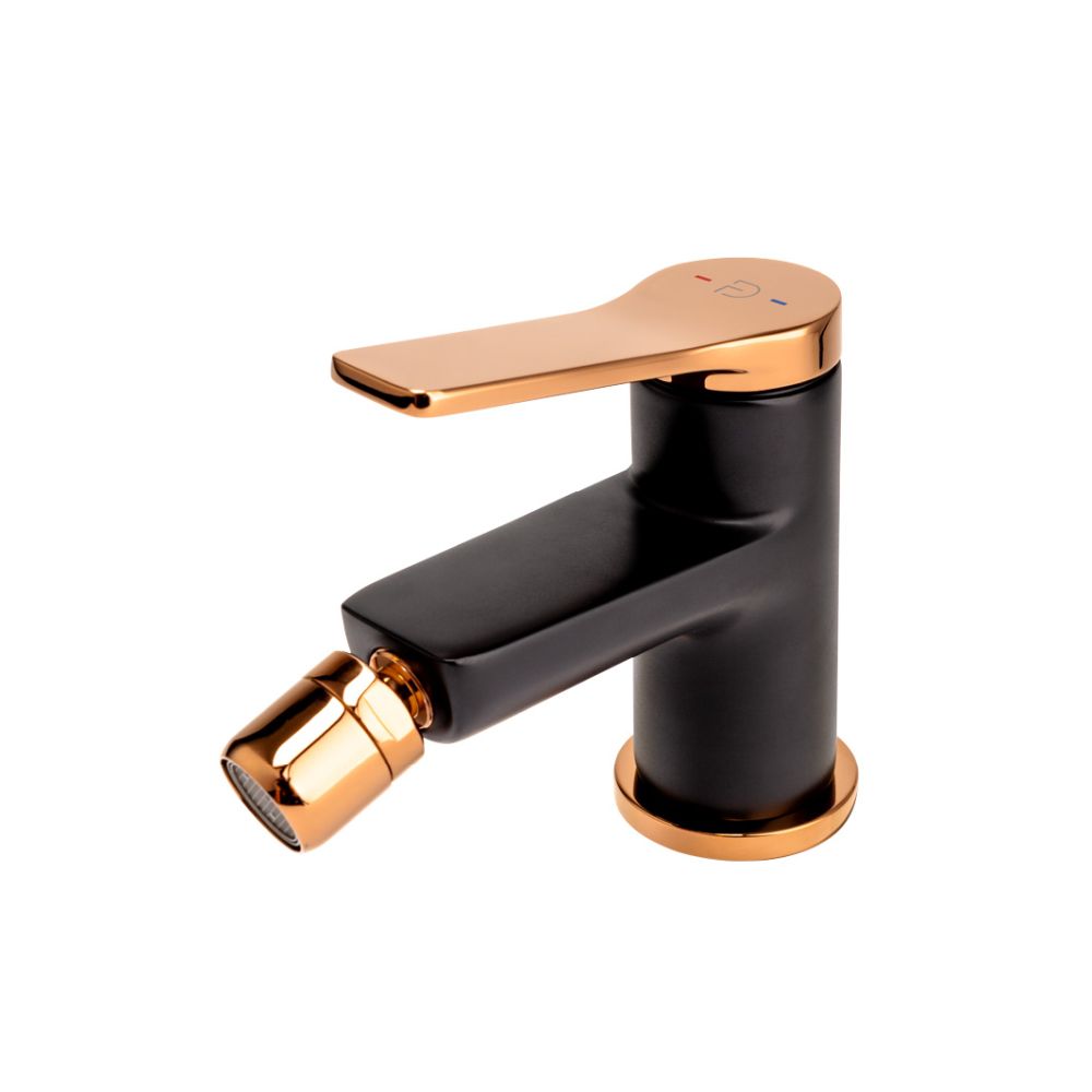 Baterie bideu FDesign Seppia cu ventil, negru mat/rose gold lucios [3]