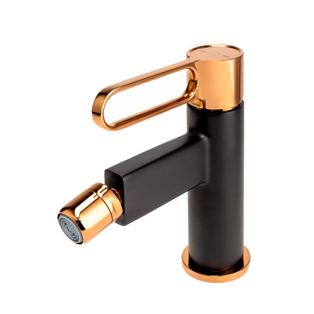 Baterie bideu FDesign Zaffiro cu ventil, negru mat/rose gold lucios [3]