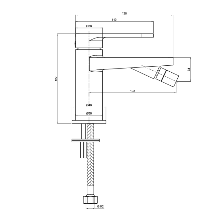 Baterie bideu din alama sanitara, crom lucios, pipa 12,3 cm, aerator ajustabil, LaVita Coral [2]