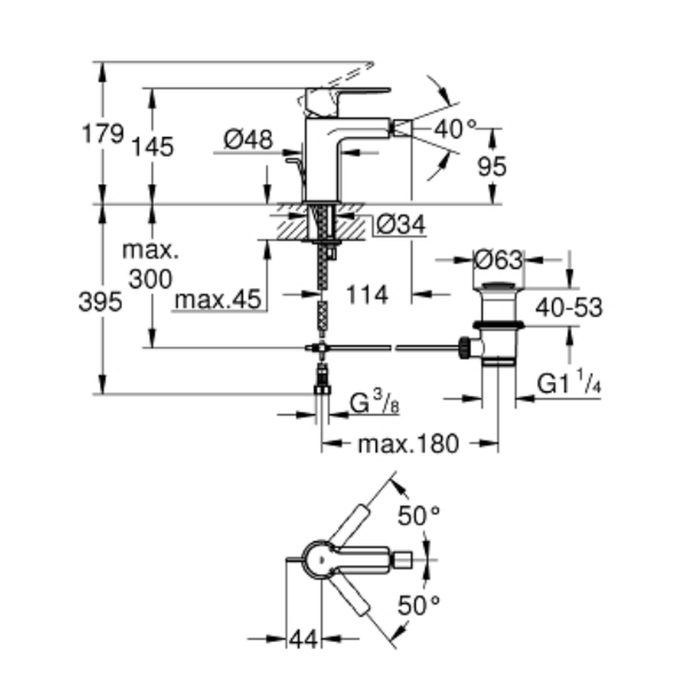 Baterie bideu culoare crom Grohe Lineare [2]