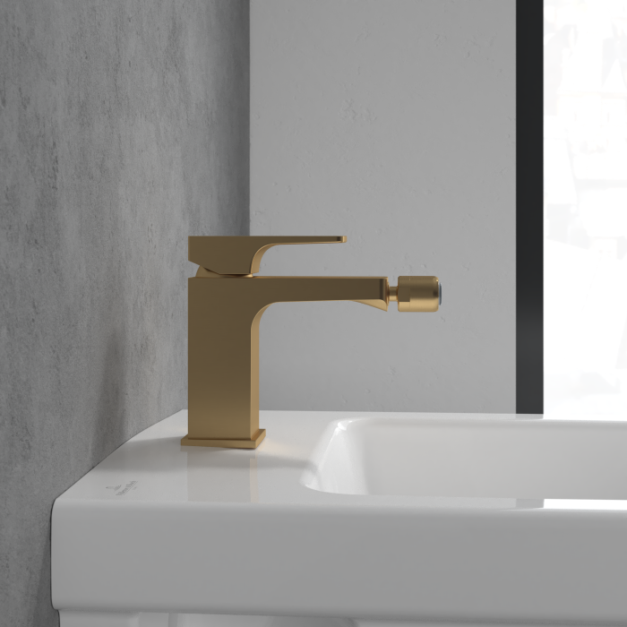 Baterie bideu, ventil cu tija inclus, auriu periat, Villeroy&Boch  Architectura Square [2]