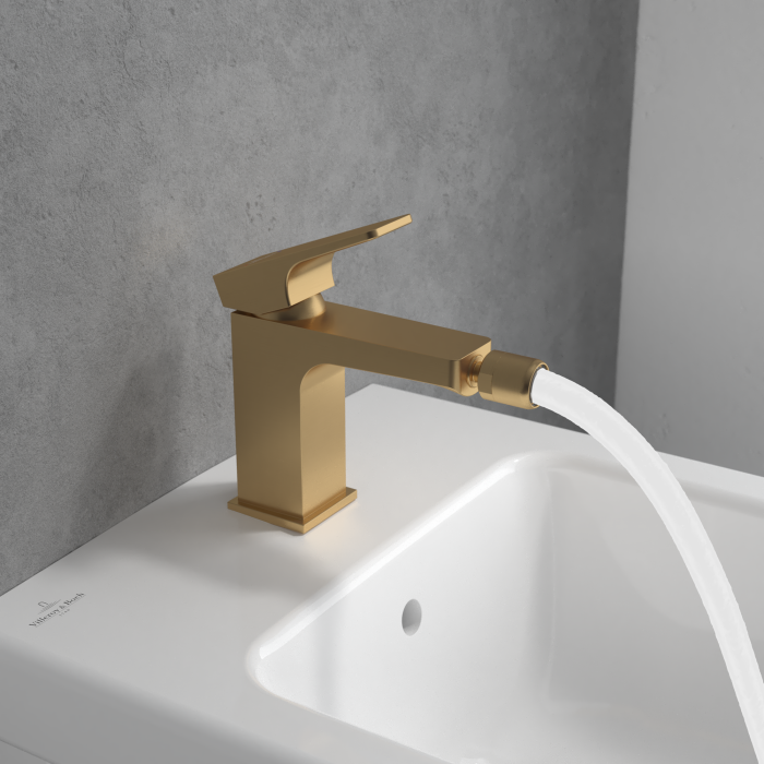 Baterie bideu, ventil cu tija inclus, auriu periat, Villeroy&Boch  Architectura Square [5]