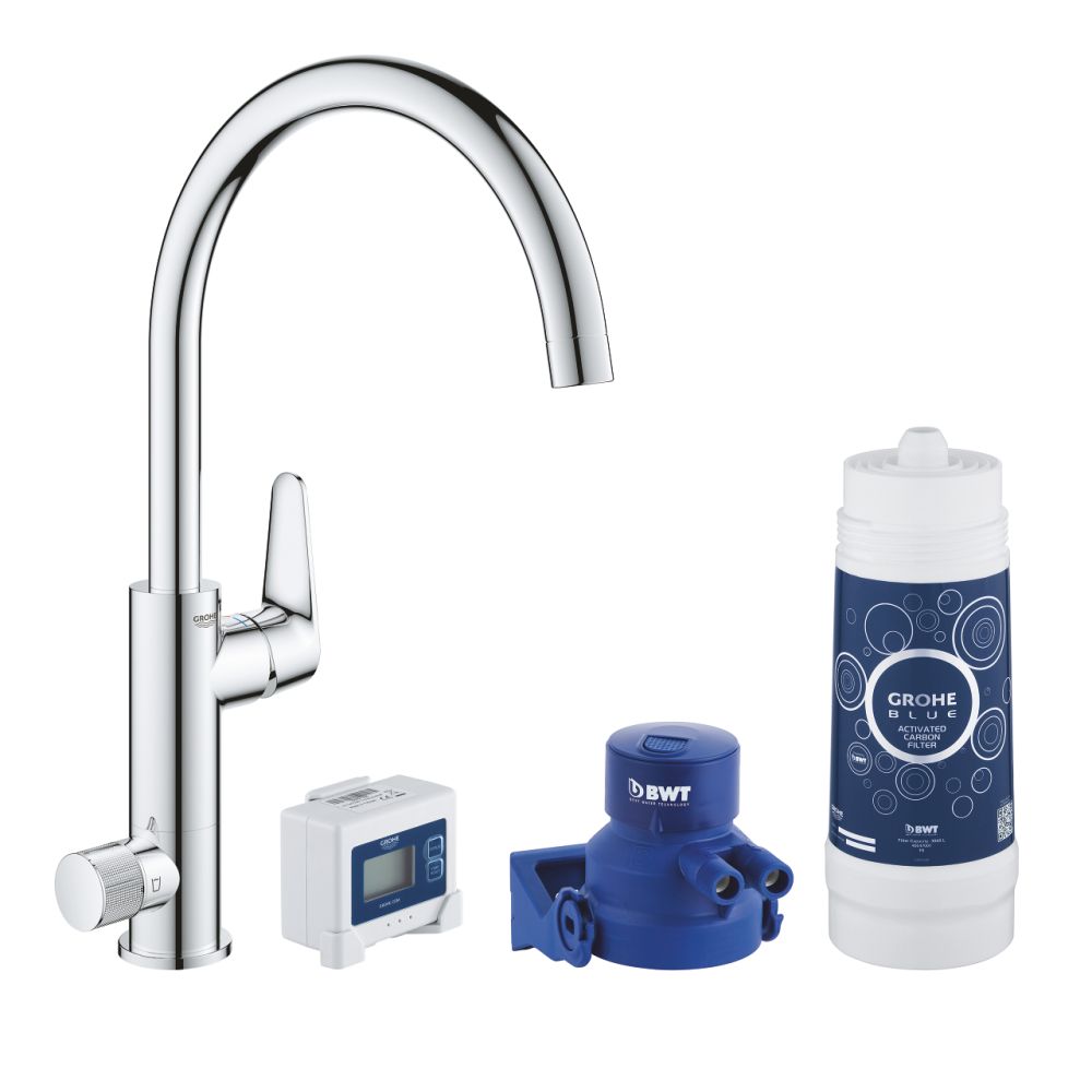 Baterie chiuveta bucatarie crom cu filtru de apa Grohe Blue Pure Baucurve