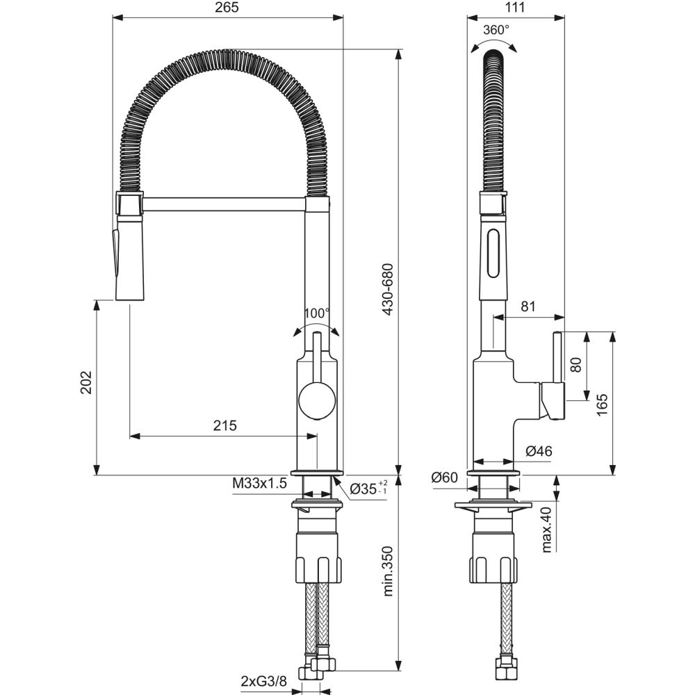 Baterie chiuveta bucatarie cu dus extractabil Ideal Standard Ceralook crom lucios [3]