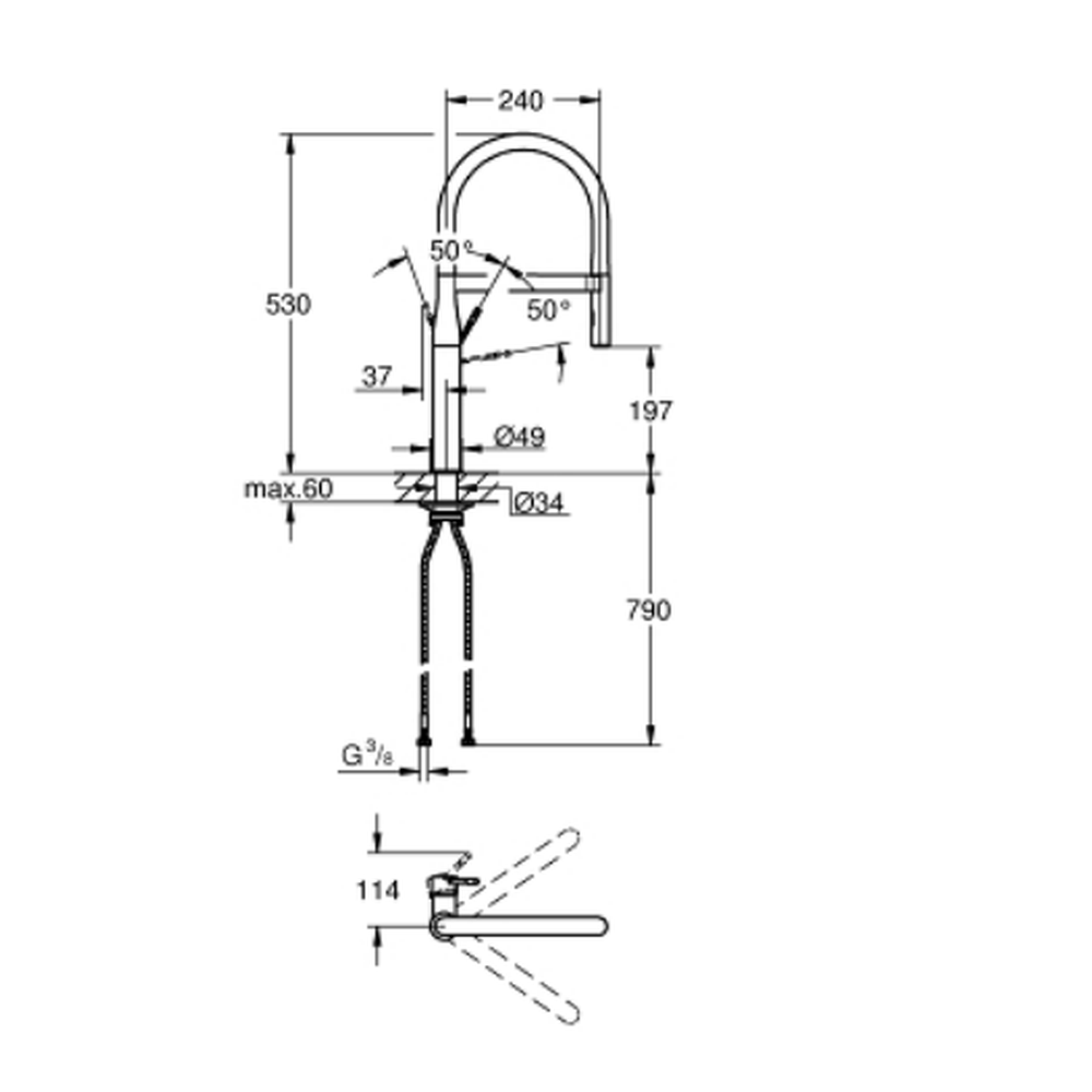 Baterie chiuveta bucatarie cu pipa flexibila neagra Grohe Essence [3]