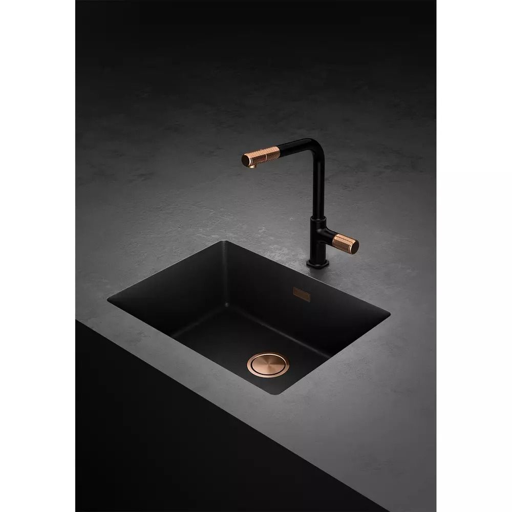 Baterie chiuveta bucatarie cu dus extractibil FDesign Ardesia, negru mat/rose gold lucios [3]
