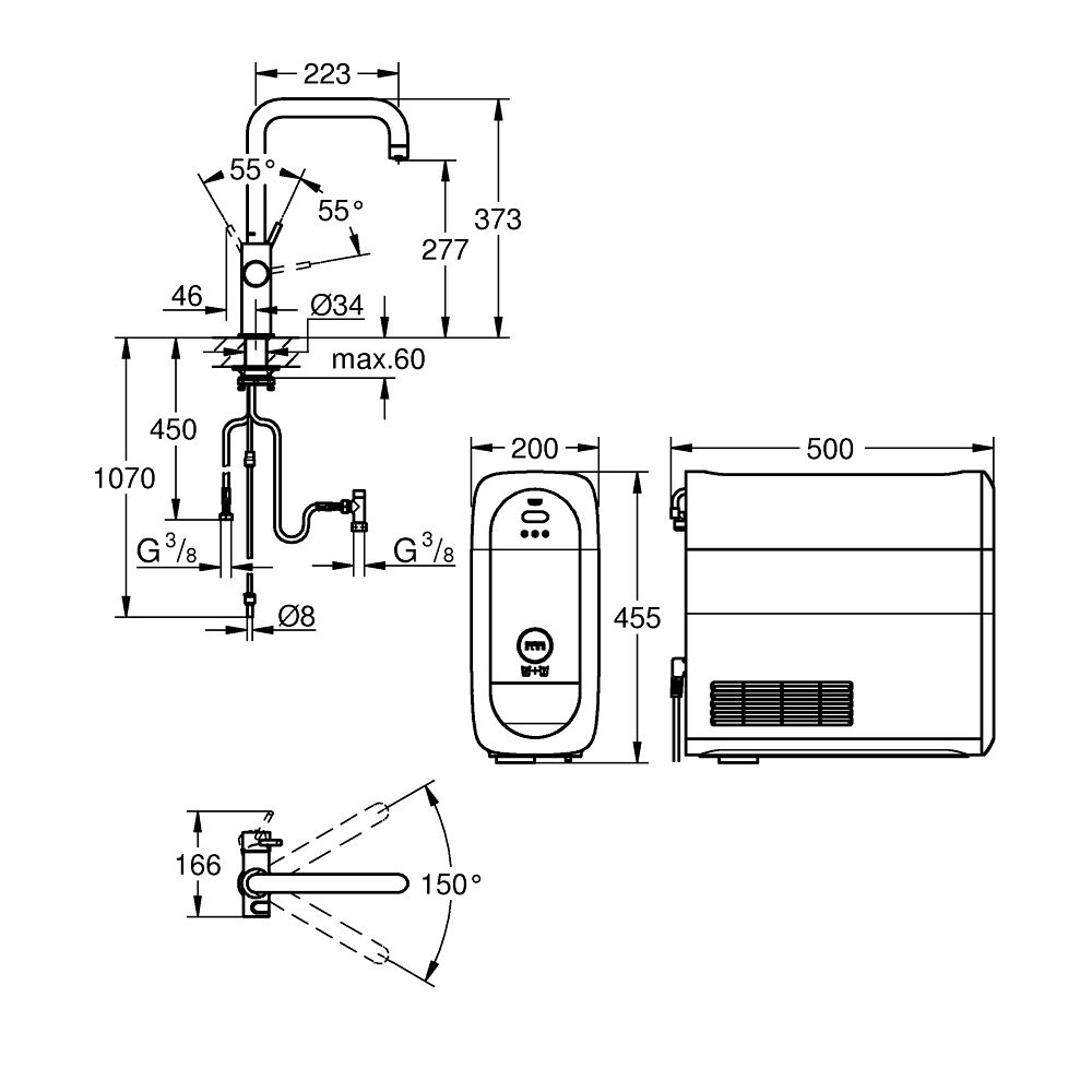 Baterie chiuveta bucatarie Grohe Blue Home crom pipa tip U si Starter Kit [2]