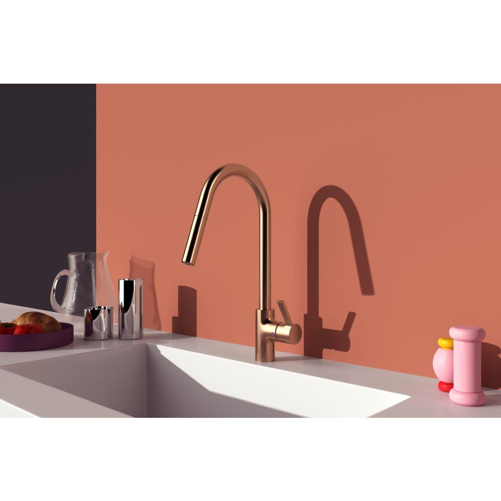 Baterie chiuveta bucatarie cu dus extractibil Ideal Standard Gusto cupru sunset rose [5]