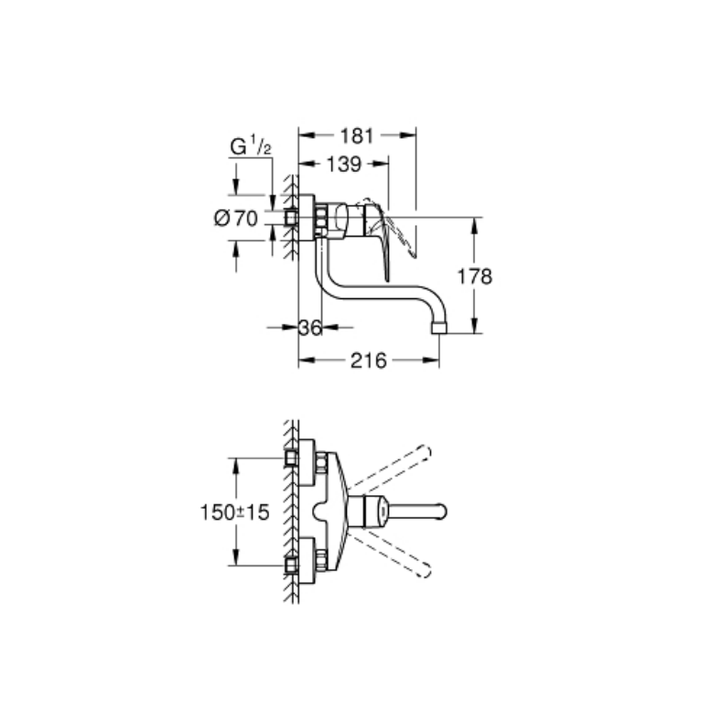 Baterie chiuveta bucatarie crom Grohe Eurosmart New [4]