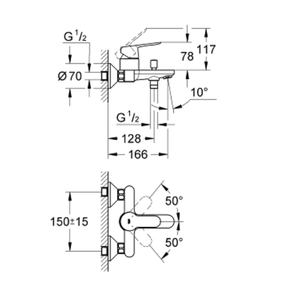 Baterie cada culoare crom Grohe BauEdge [2]