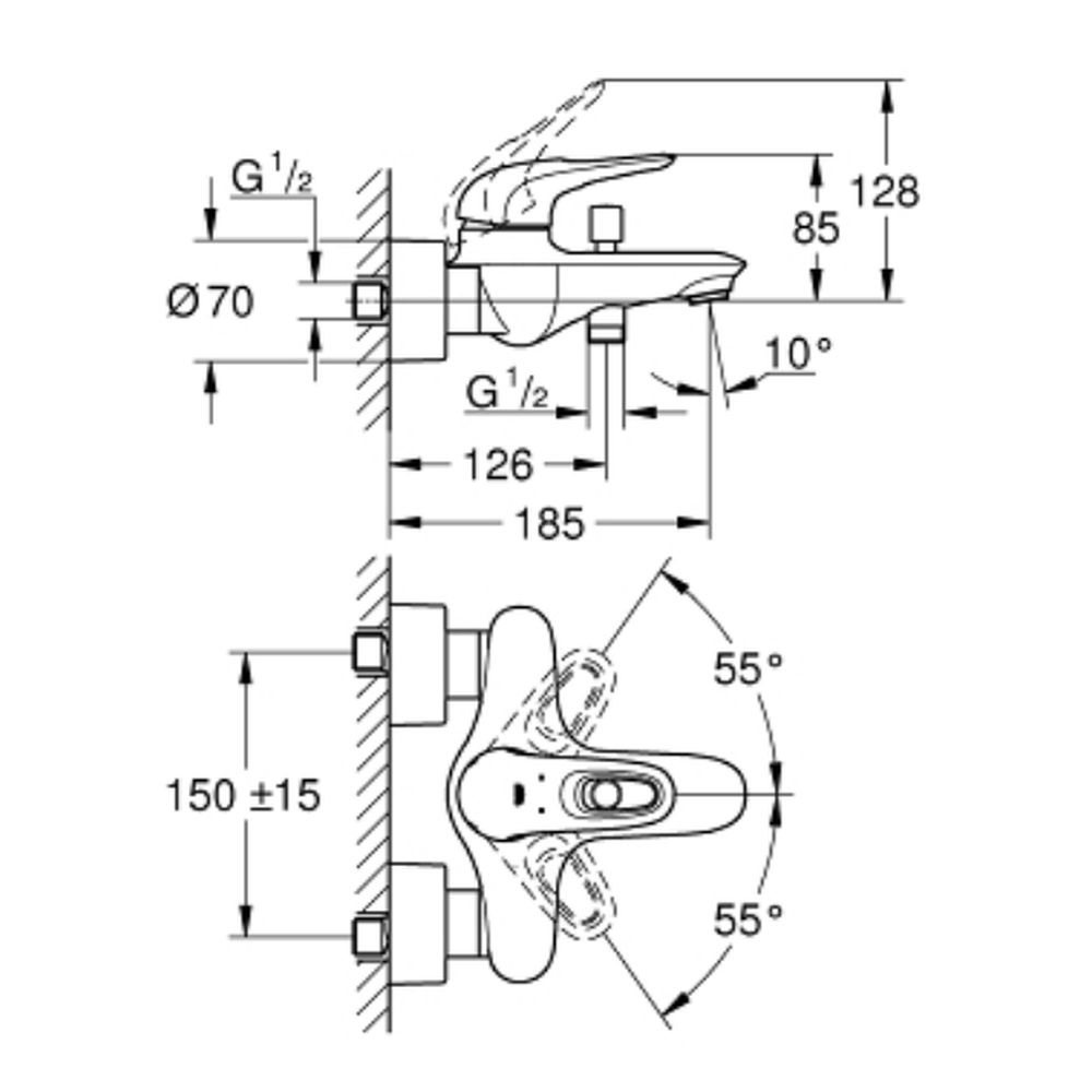 Baterie cada culoare alba Grohe Eurostyle New [2]