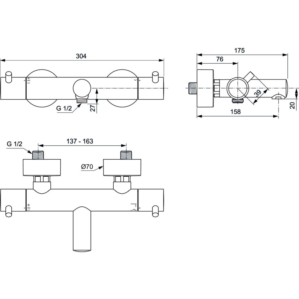Baterie cada sau dus termostatata Ideal Standard Ceratherm T125 crom lucios [5]