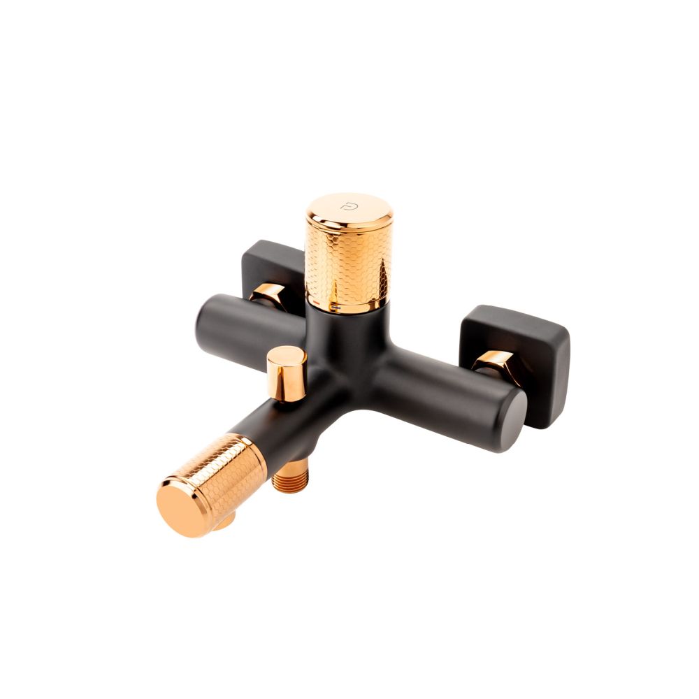 Baterie cada - dus FDesign Ardesia, monocomanda, negru mat/rose gold lucios [3]