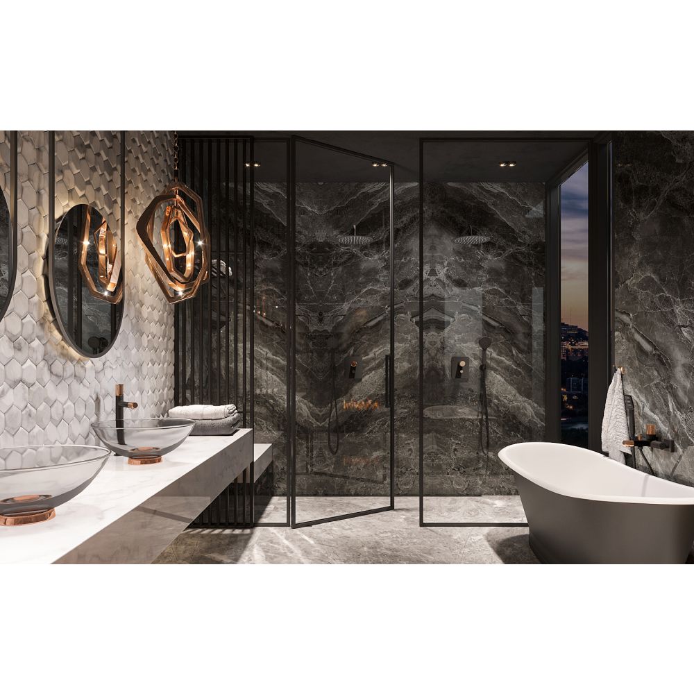 Baterie cada - dus FDesign Ardesia, monocomanda, negru mat/rose gold lucios [4]