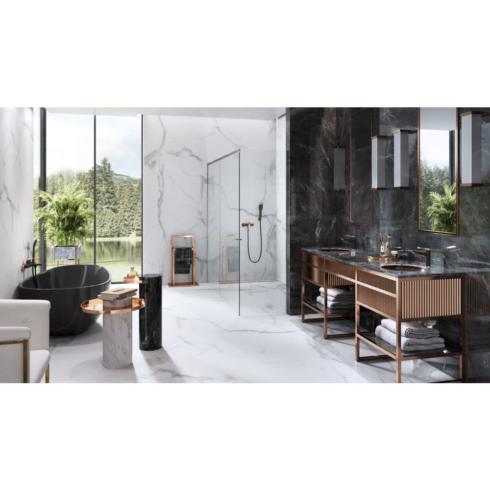 Baterie cada - dus FDesign Seppia, monocomanda, negru mat/rose gold lucios [4]