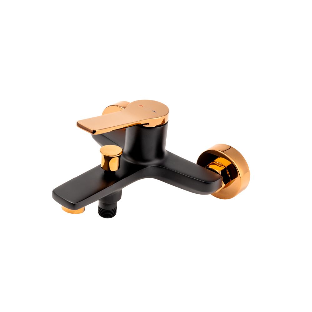 Baterie cada - dus FDesign Seppia, monocomanda, negru mat/rose gold lucios [3]