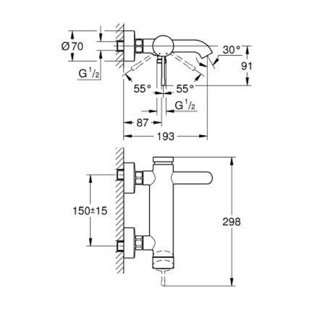 Baterie cada-dus Grohe Essence antracit periat Hard Graphite [2]
