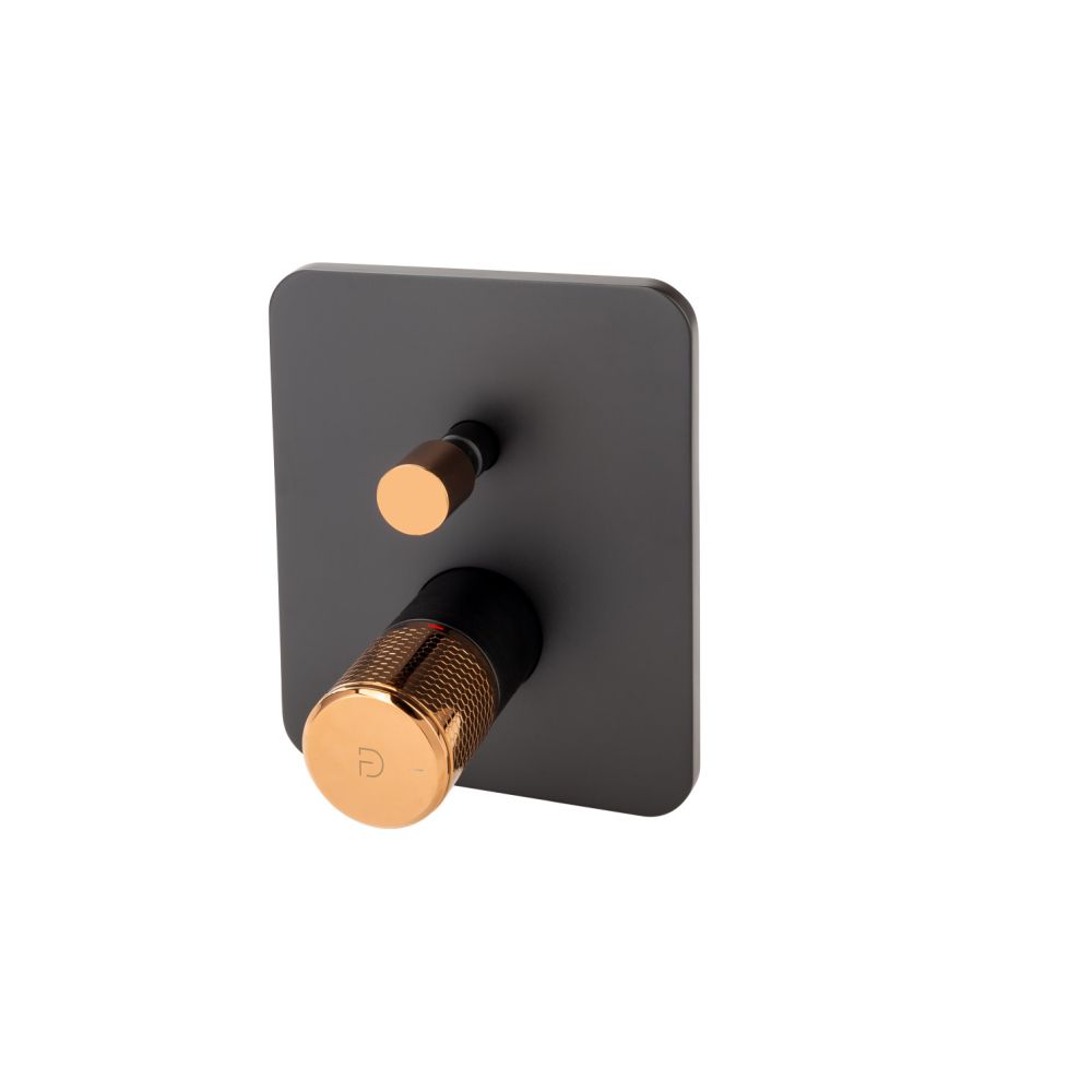 Baterie cada - dus incastrata FDesign Ardesia, corp incastrat inclus, negru mat/rose gold lucios [3]