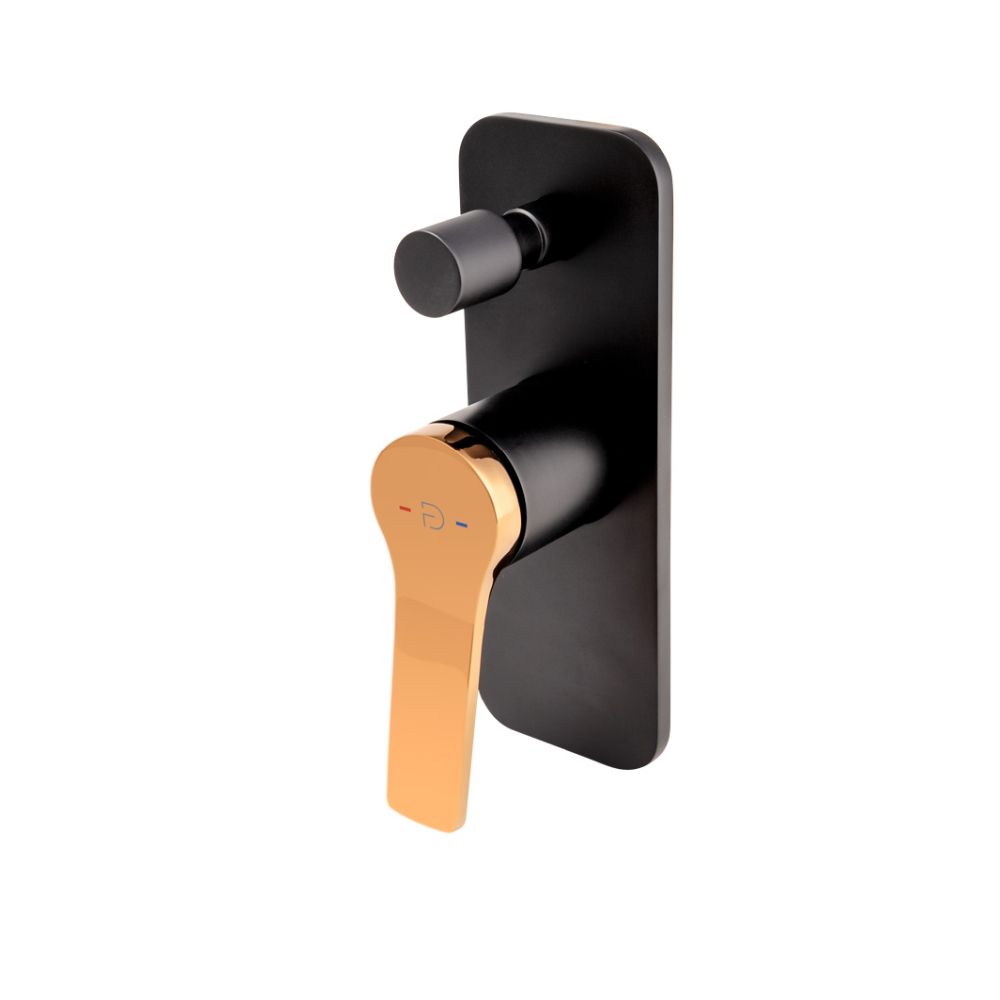 Baterie cada - dus incastrata FDesign Seppia, corp incastrat inclus, negru mat/rose gold lucios [3]