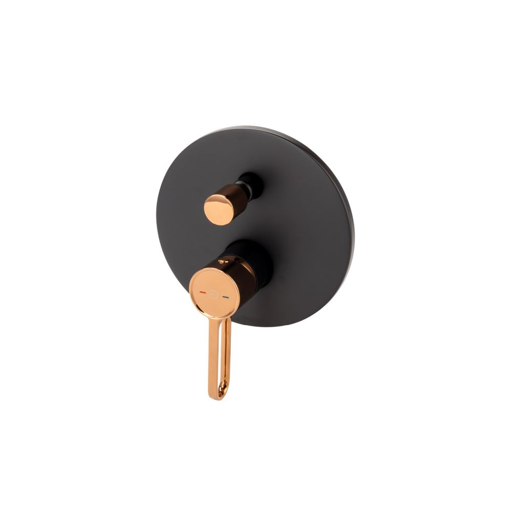 Baterie cada - dus incastrata FDesign Zaffiro, corp incastrat inclus, negru mat/rose gold lucios [3]